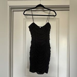 Princess Polly Black Ruched Mini Dress with Spaghetti Straps